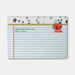 From the Desk of Teacher Name   Apple Personalized Post-it Notes