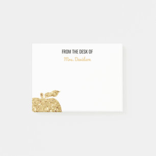 From The Desk Of Teacher Personalized Gold Apple Post-it Notes