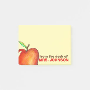 From the Desk of Teacher Red Apple Personalized Post-it Notes