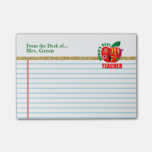 From the Desk of Teacher   Red Apple Personalized Post-it Notes