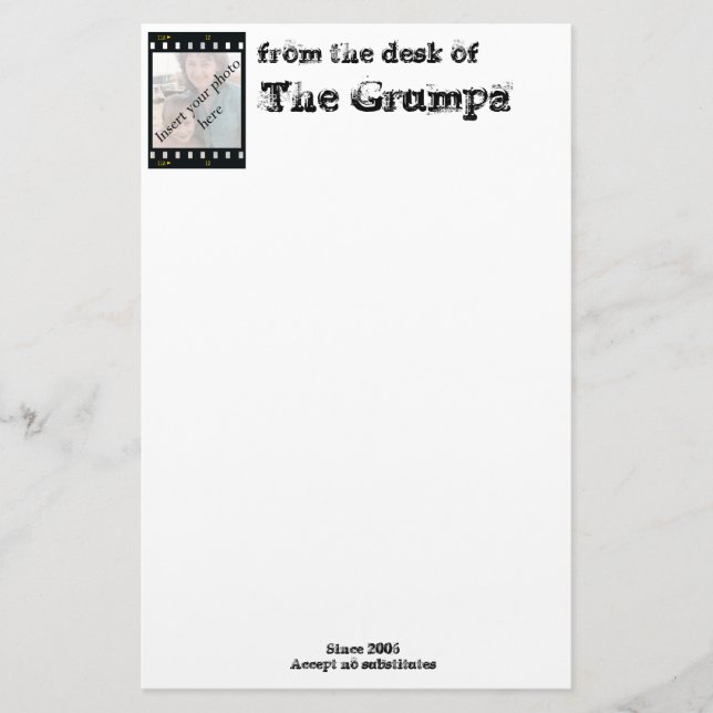 from the desk of , The Grumpa Stationery (Front)