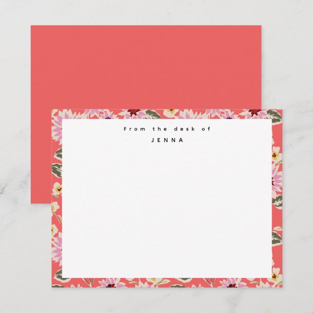 From The Desk Of Vibrant Floral Pattern Card (Front/Back)