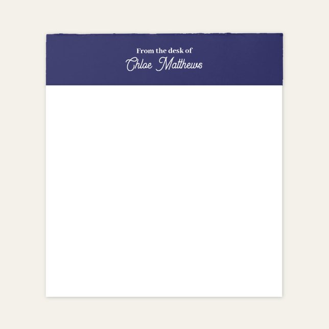 From The Desk Of White Script Navy Blue Border Notepad (Creator Uploaded)
