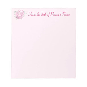 From the desk Personalized Fuchsia Flower Notepads