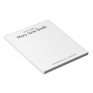 From the Desk Your Name Phone Black and White Notepad
