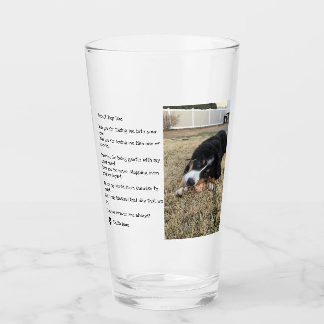 From The Dog Black and White Memorial Photo Glass (Front)