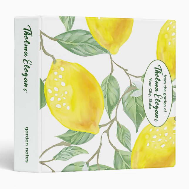 From the Garden of Personalized Lemon Binder (Front/Spine)