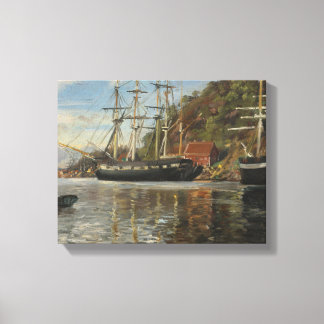 From the Harbour in Arendal by Siegwald Dahl Canvas Print