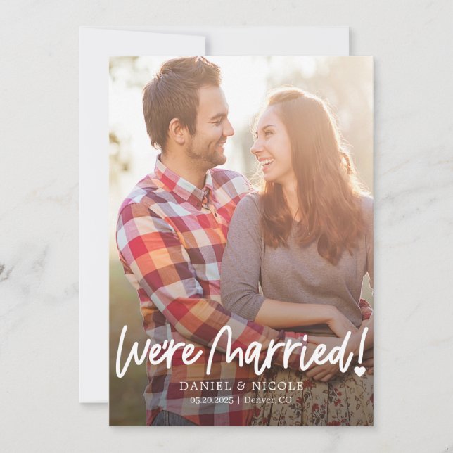 From The Heart Editable Colour Wedding Announcemen Thank You Card (Front)