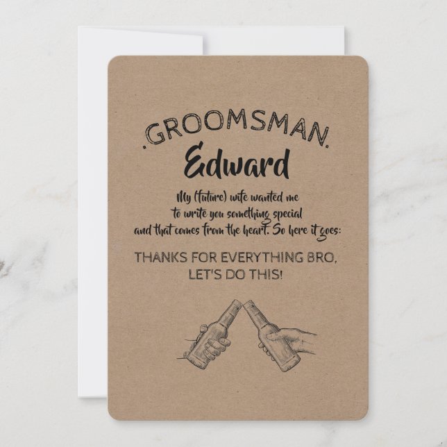 From The Heart - Funny Groomsman Proposal Invitation (Front)