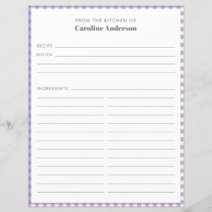 From The Kitchen   Lilac Plaid Recipe Page