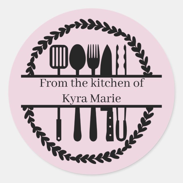 From the kitchen of add name classic round sticker (Front)