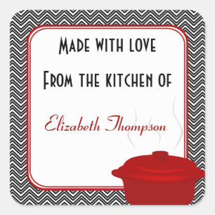 From The Kitchen of Black and Red Small Square Sticker