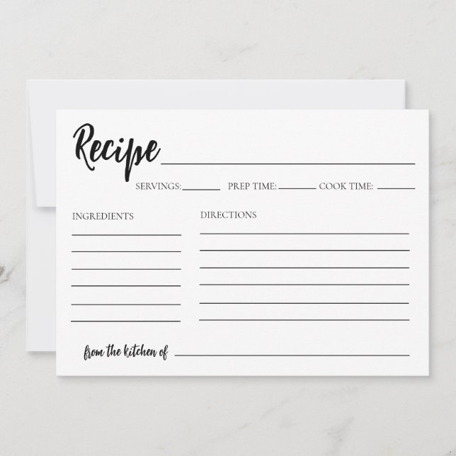 From the Kitchen of Bridal Shower Recipe Card (Front)