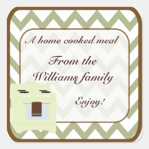 From the Kitchen of Chevron Small Green/Brown Square Sticker