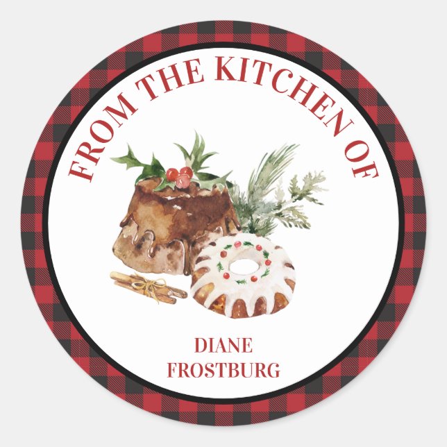 From the Kitchen of Christmas Food Display Classic Round Sticker (Front)