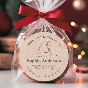 From the Kitchen of Christmas Santa Hat Kraft Classic Round Sticker
