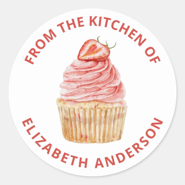 From the Kitchen of Cupcake Pastry Chef Bakery Cla Classic Round Sticker (Front)