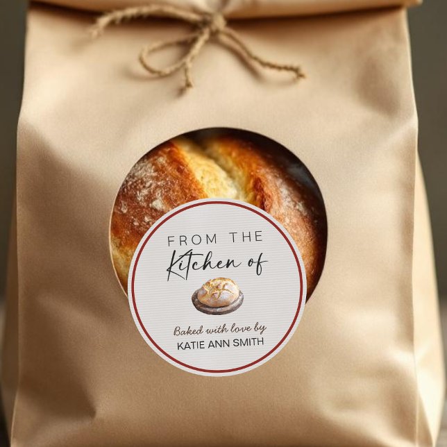 From the Kitchen of Custom Bakery Labels Stickers (From the kitchen of sticker with rustic bread illustration)