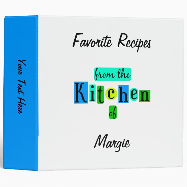 From the Kitchen of Custom Blue Green Retro Binder (Front/Spine)