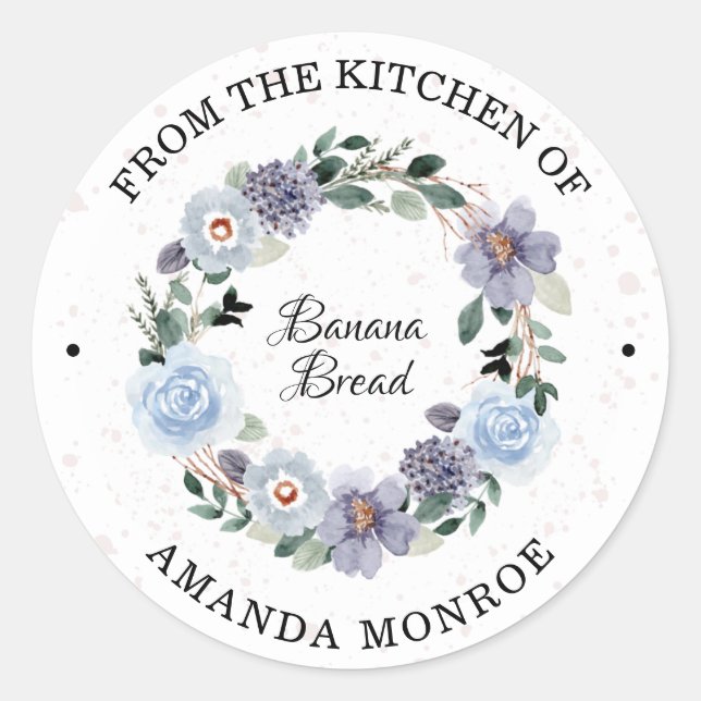 From the Kitchen of Floral Wreath Classic Round Sticker (Front)