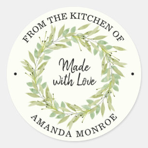 From the Kitchen of Greenery Wreath Classic Round Sticker