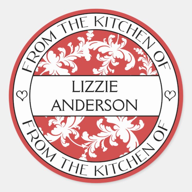 From the Kitchen of Label | Red White Damask (Front)