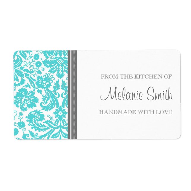 From the Kitchen of Labels Aqua Damask (Front)