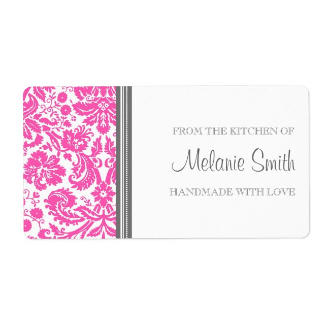 From the Kitchen of Labels Pink Damask (Front)