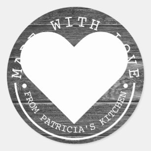 From The Kitchen Of - Made With Love Black Wood Classic Round Sticker