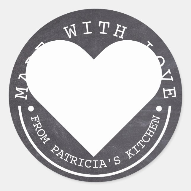 From The Kitchen Of - Made With Love Chalkboard Classic Round Sticker (Front)
