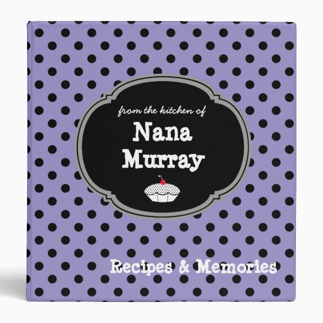 From the Kitchen of Nana 1.5" Polka Dot Recipe Binder (Front)