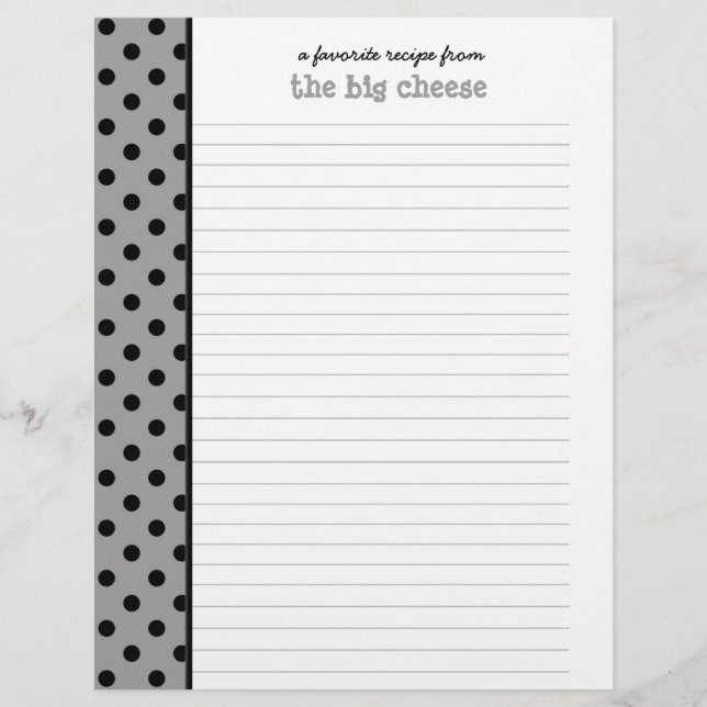 From the Kitchen of Nana Polka Dot Recipe Page (Front)