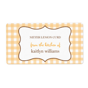 From the kitchen of orange gingham custom label