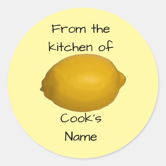 From the Kitchen of, personalized lemon stickers (Front)