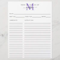 From the Kitchen of Purple Violet Monogram Recipe