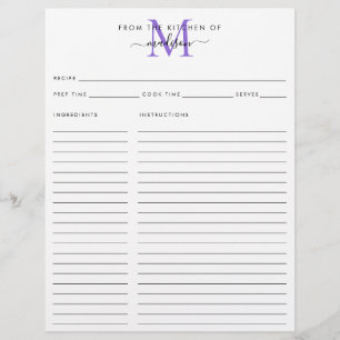 From the Kitchen of Purple Violet Monogram Recipe