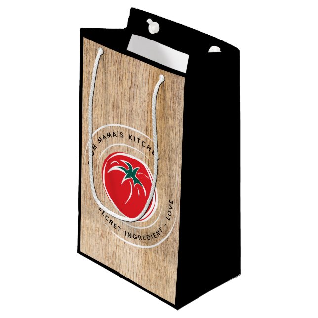 From the Kitchen of ... Red Tomato Wood Customize Small Gift Bag (Front Angled)