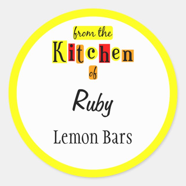 From the Kitchen of Red Yellow Custom Stickers (Front)
