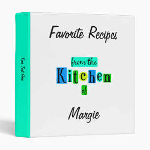 From the Kitchen of Retro Blue Green Recipe Binder