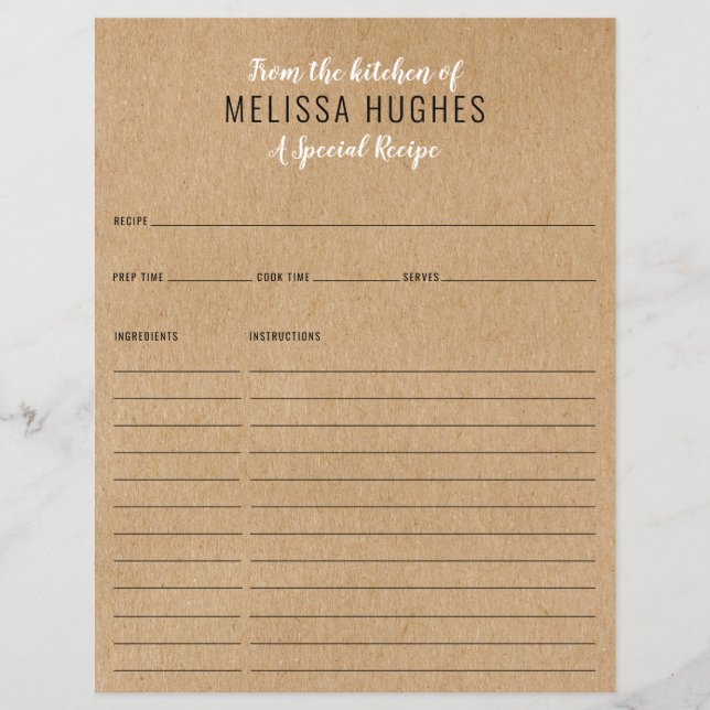 From The Kitchen Of Rustic Kraft Recipe Card (Front)