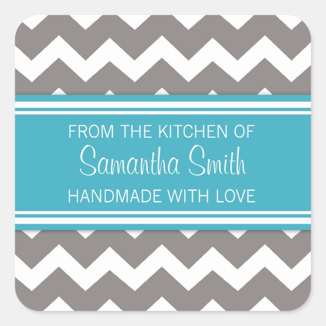 From the Kitchen of Sticker Blue Grey Chevron (Front)