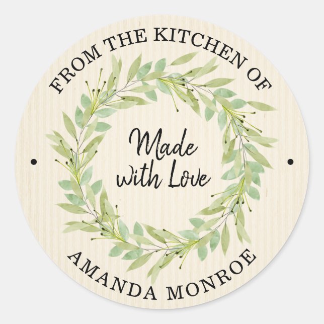 From the Kitchen of Wreath Classic Round Sticker (Front)