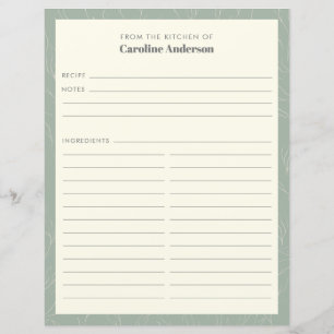 From The Kitchen Sage Green Floral Recipe Page