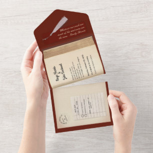 From the Library- Classic & Romantic Book Wedding  All In One Invitation