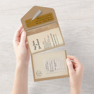 From the Library- Classic & Romantic Book Wedding All In One Invitation