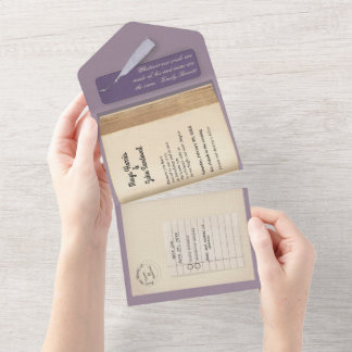 From the Library- Classic & Romantic Book Wedding All In One Invitation
