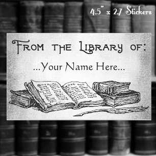 From the Library of Books Quill Custom Bookplate Sticker