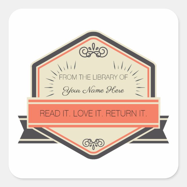 From The Library Of: (Customized) Square Sticker (Front)