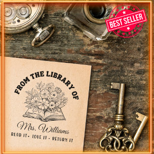 From The Library Of Forest Flowers Vintage Book Self-inking Stamp